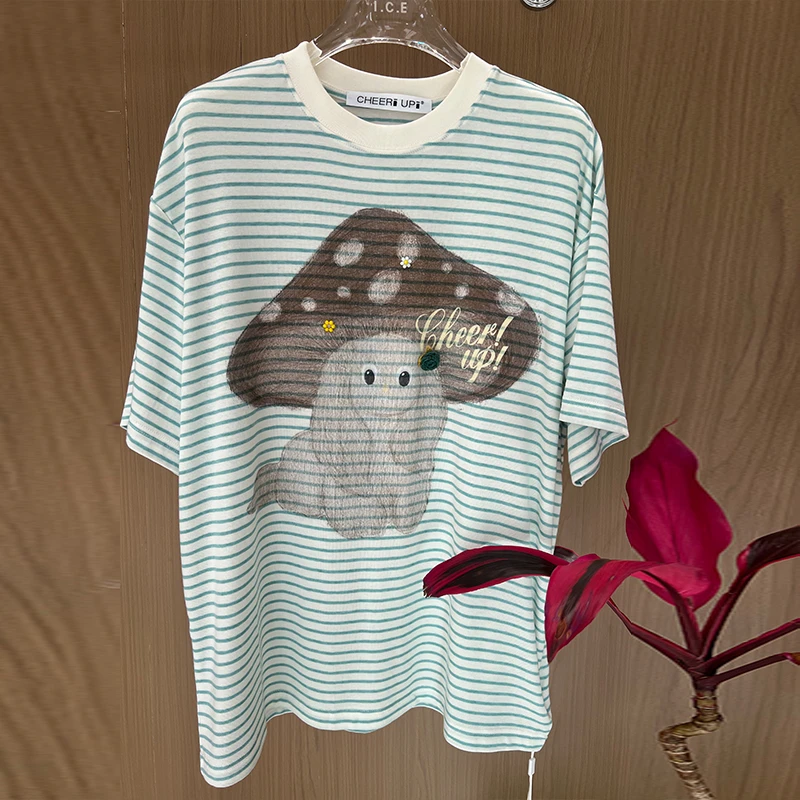 CHEER UP UNIFORM25春季设计师新款蘑菇帽小狗短袖t恤圆领上衣