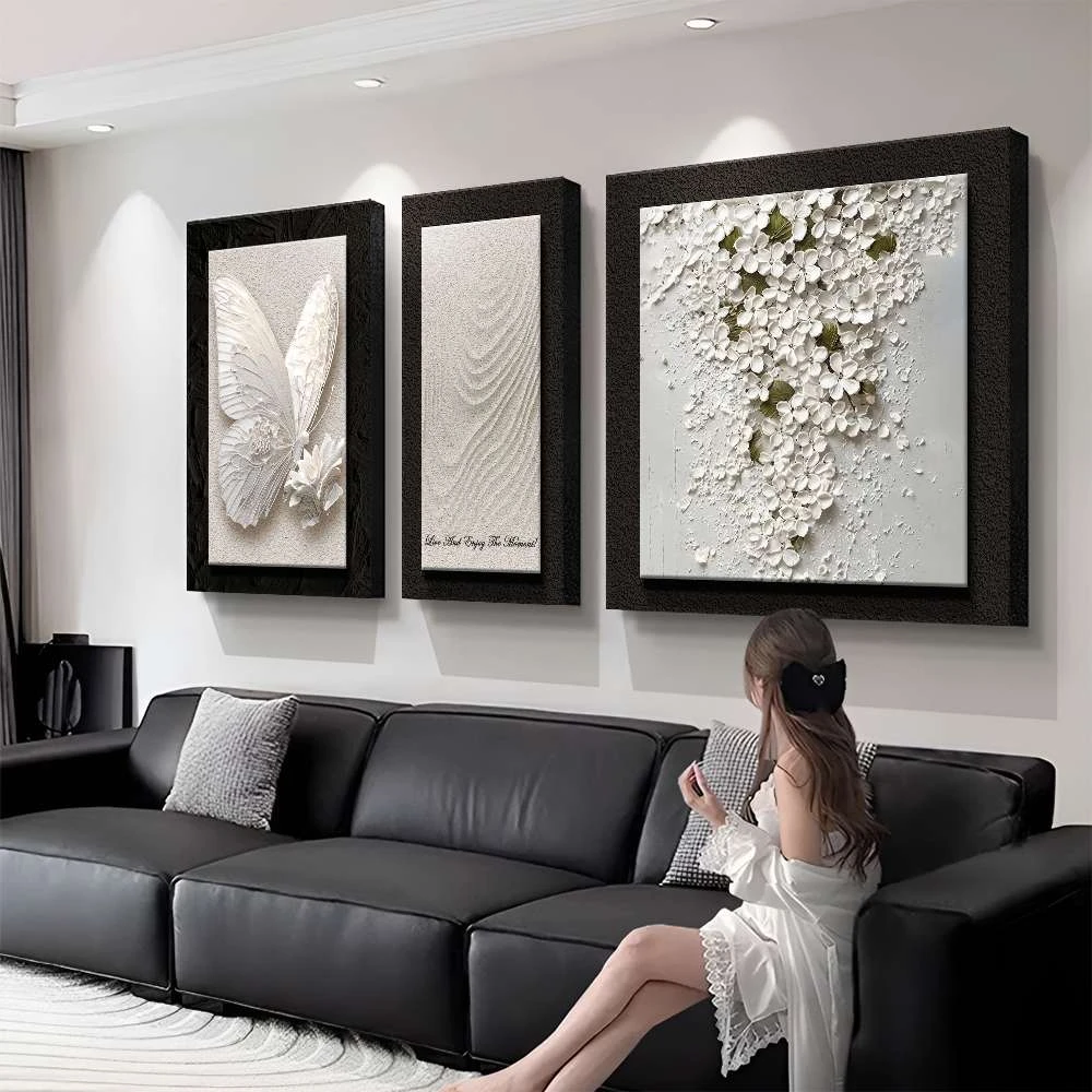 现代简约客厅装饰画高级感沙发背景墙挂画2025新款三联组合壁画