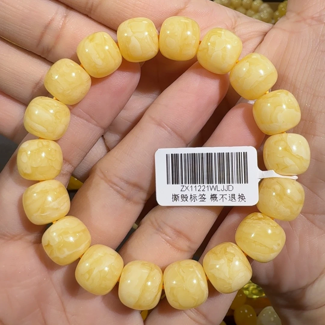 琥珀未镶嵌珠宝奇石12m同料虎皮花蜡老型手串19.2克