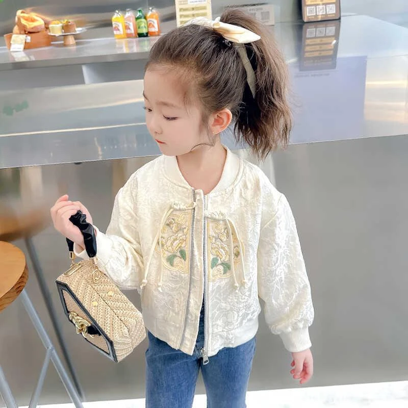 FAVMARTHA女童国风外套春秋款2025新款儿童洋气时髦棒球服宝宝秋