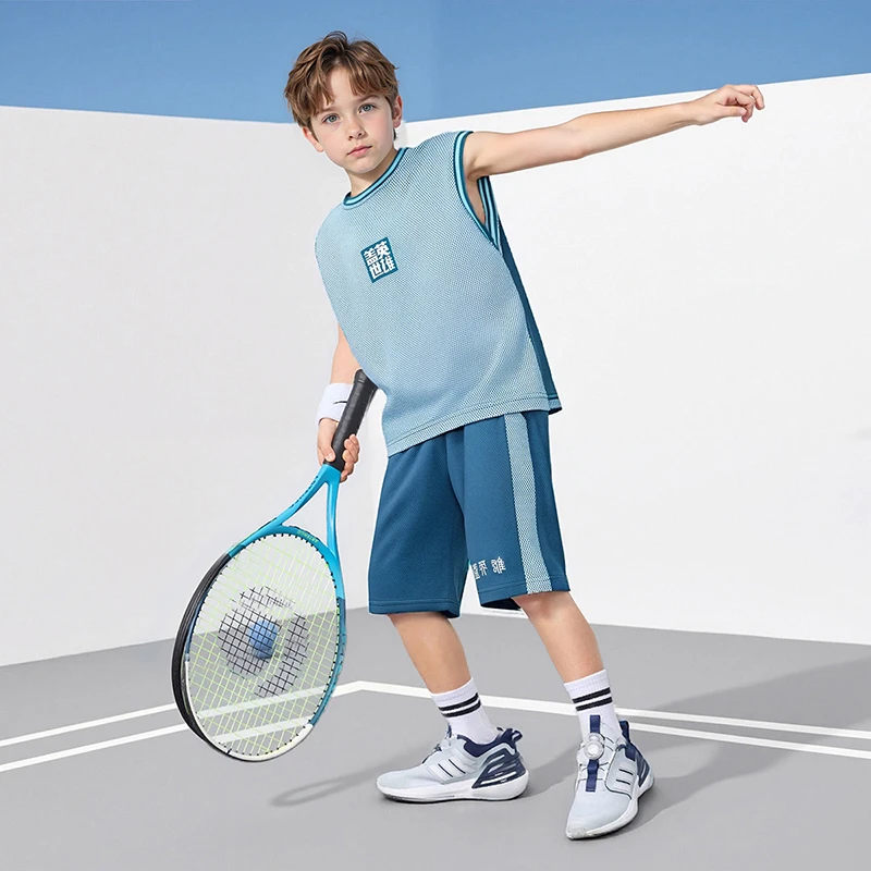 大黄蜂儿童装男童夏装套装2025新款夏季中大童背心运动服篮球服帅