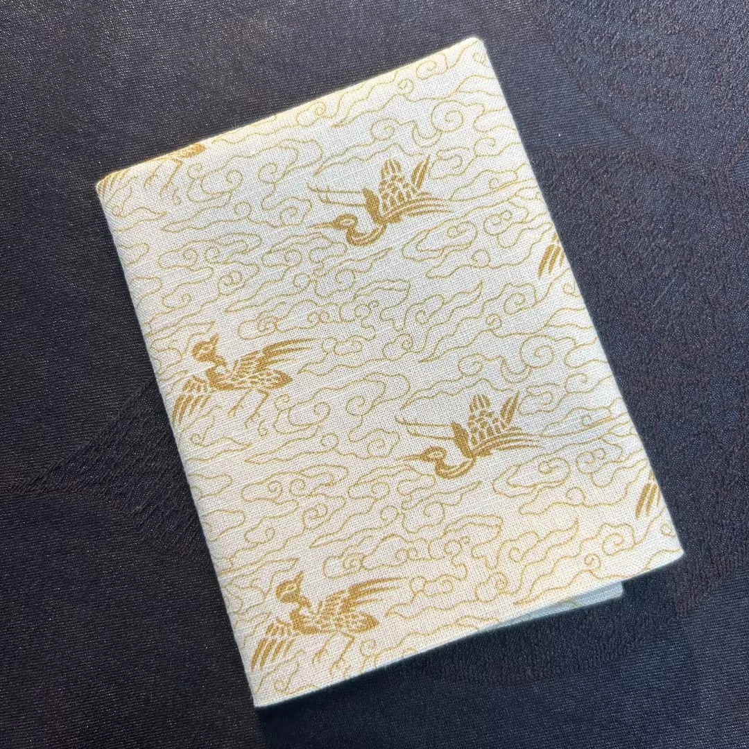 【陶珊居】<云纹仙鹤>黄色棉布茶巾(慢蓝S0122)