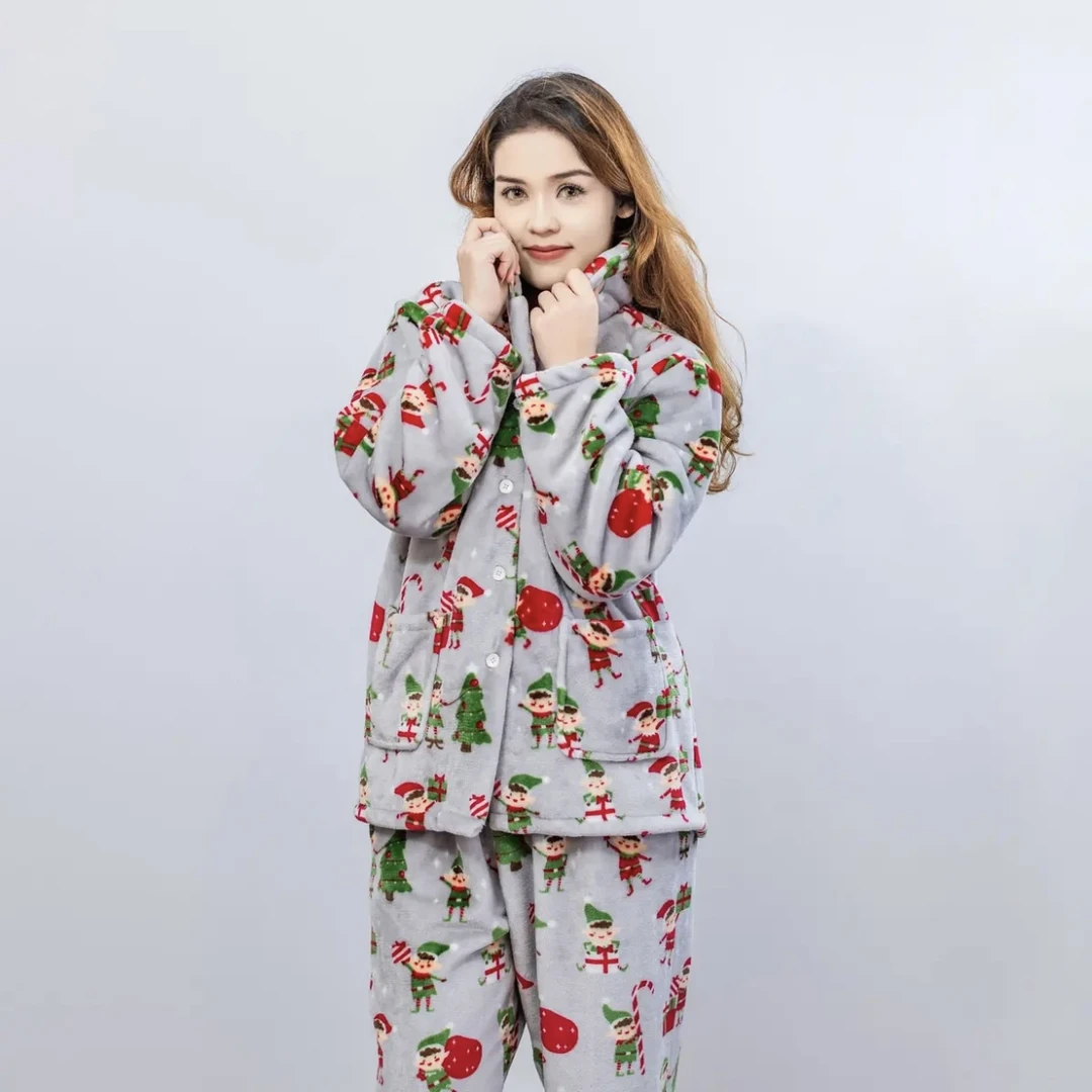『棉果专属』保暖宝宝绒秋冬女睡衣时尚甜美柔软舒适加厚家居服套装