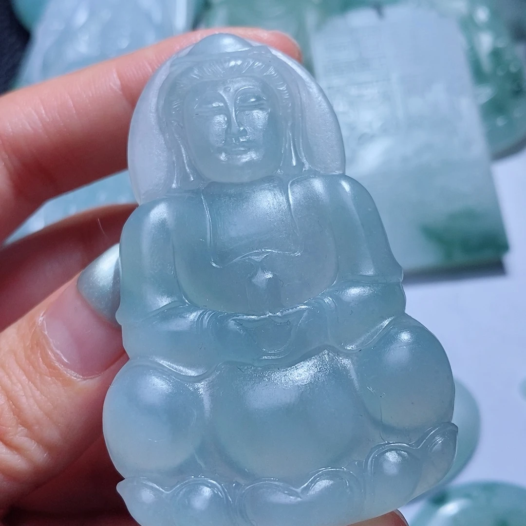 定制翡翠未镶嵌毛货付款后确认抛光