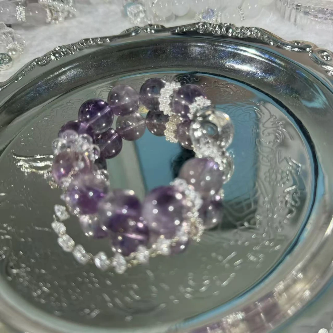 【拾壹水晶】天然紫水晶-双圈手链多样性发货发其一C-047