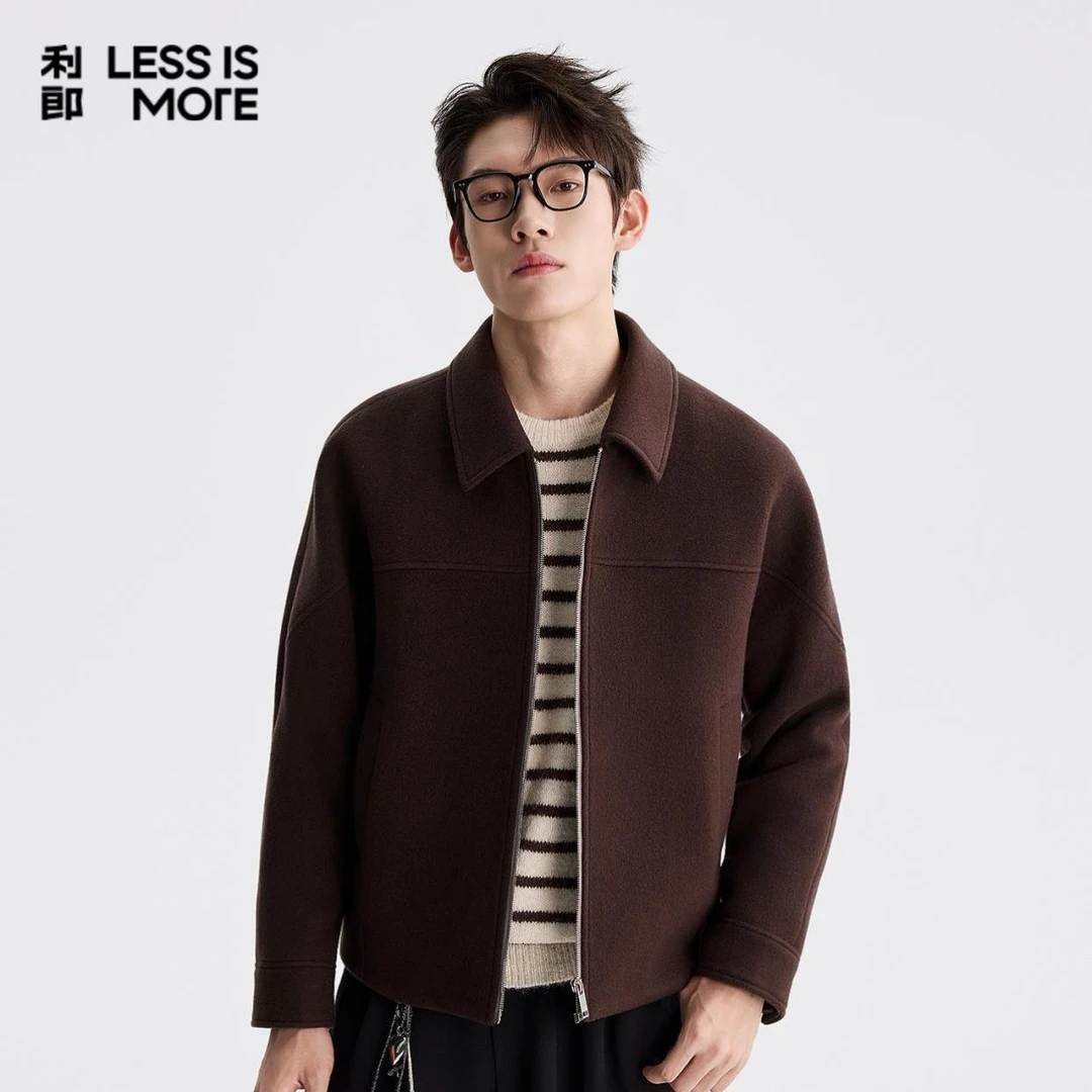 利郎【美丽奴绵羊毛】男士秋冬时尚翻领保暖青年休闲毛呢短款夹克