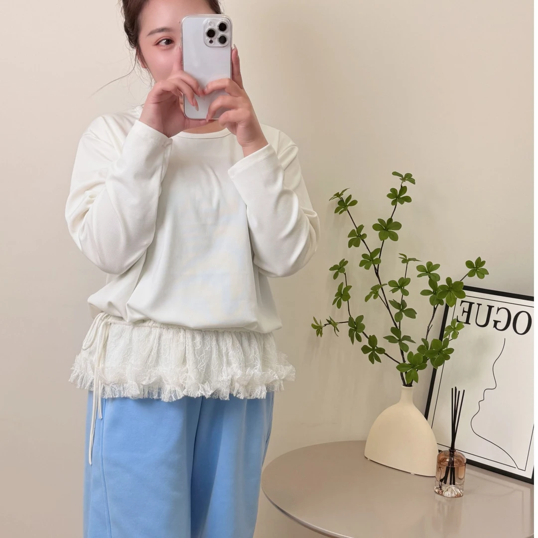 【芭蕾少女】梦幻韩版少女腰间蕾丝系带2025春款可外穿家居服百搭