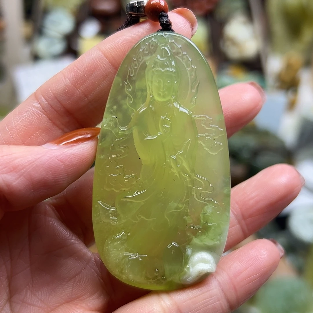 岫玉未镶嵌颈饰岫玉青提观音