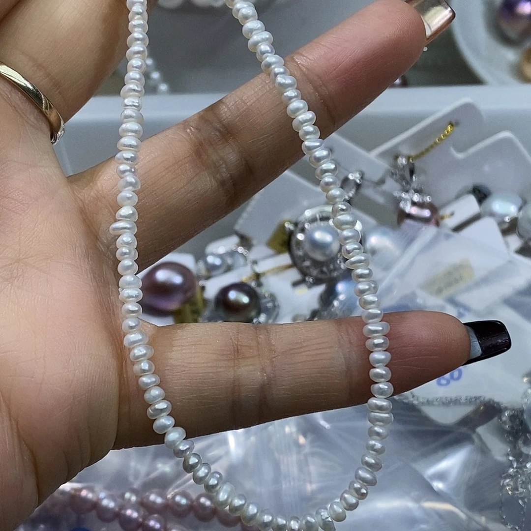 淡水珍珠耳钉银S925镶嵌