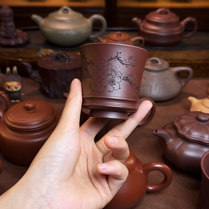 嘻***謝茶壶紫砂主人杯，紫泥