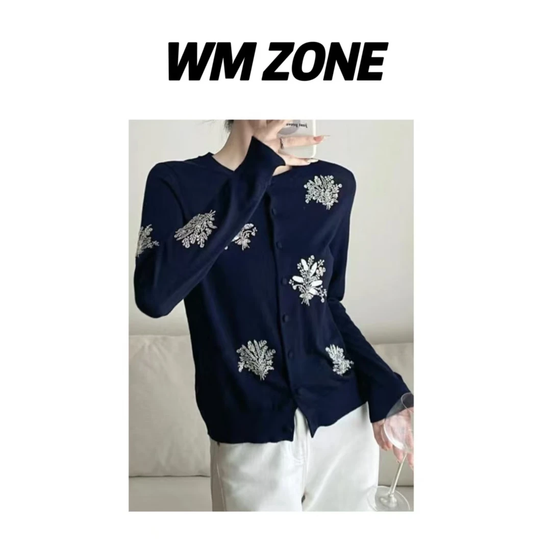 虎儿 3-19-3243 钉珠圆领针织开衫