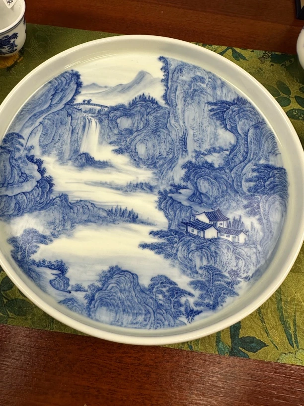 《澐山赋》纯手工手绘青花山水大壶承