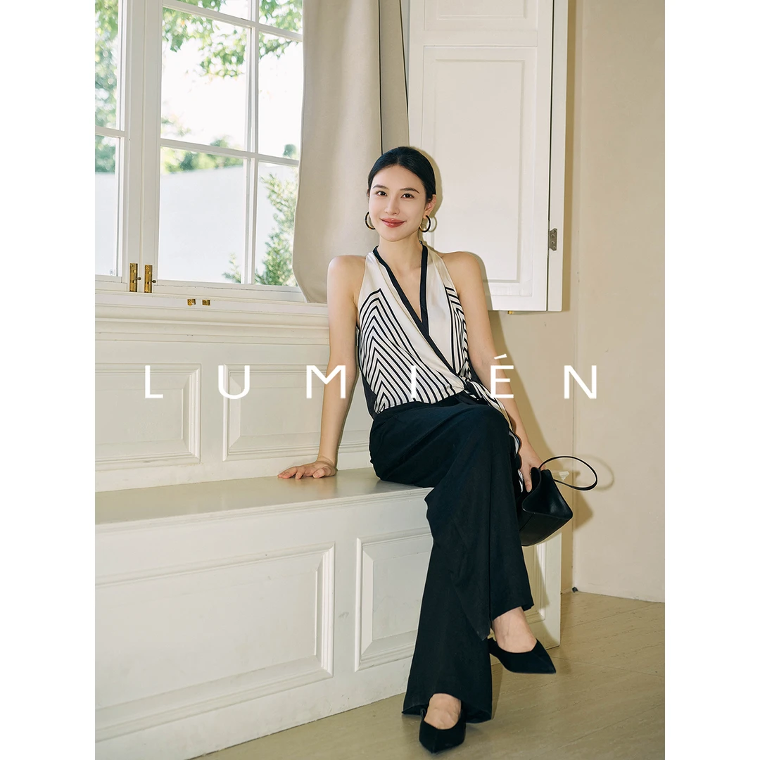 【LUMIEN】“风中丝带”丝带V领印花背心LX5FBB107