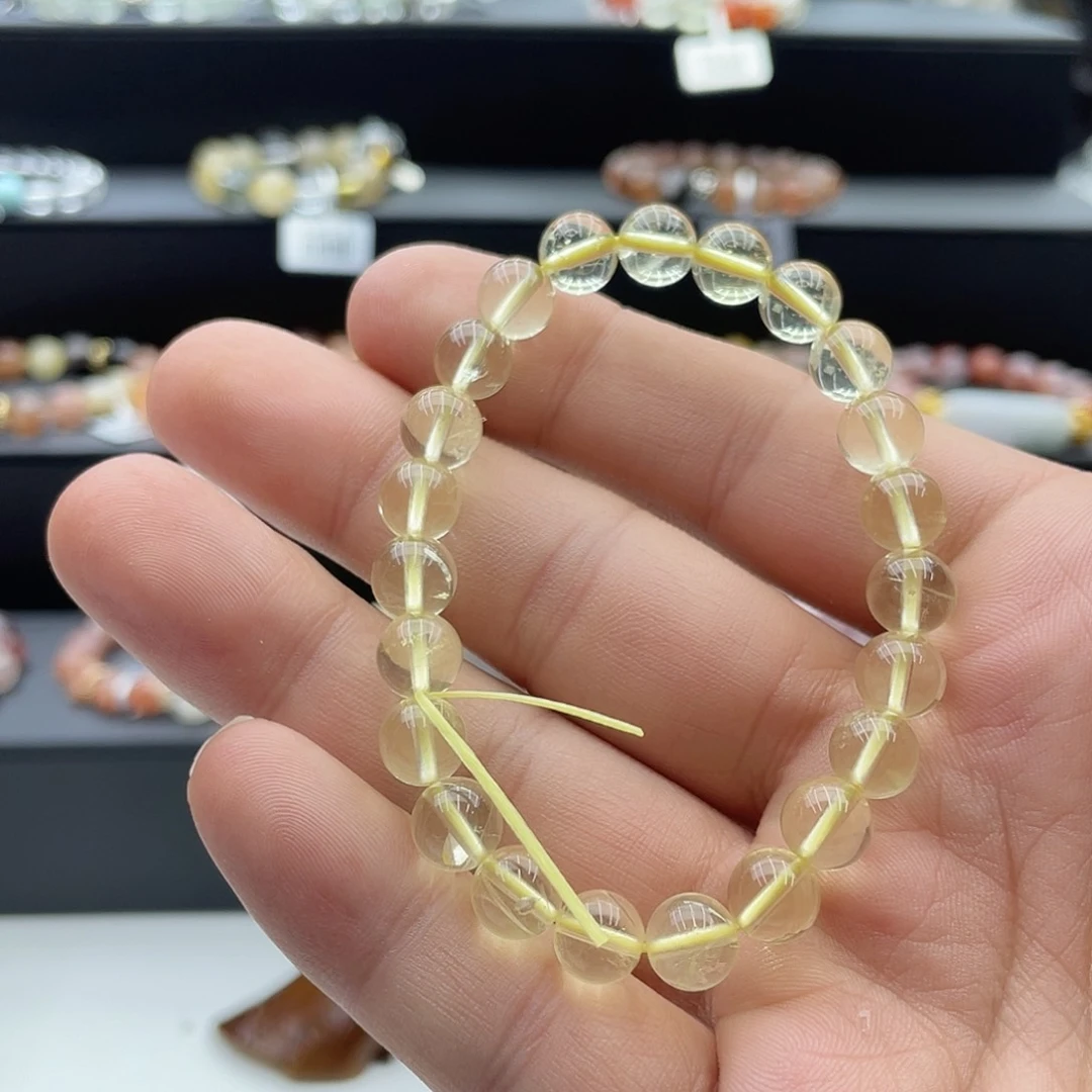 水晶手链未镶嵌柠檬黄水晶素圈手链