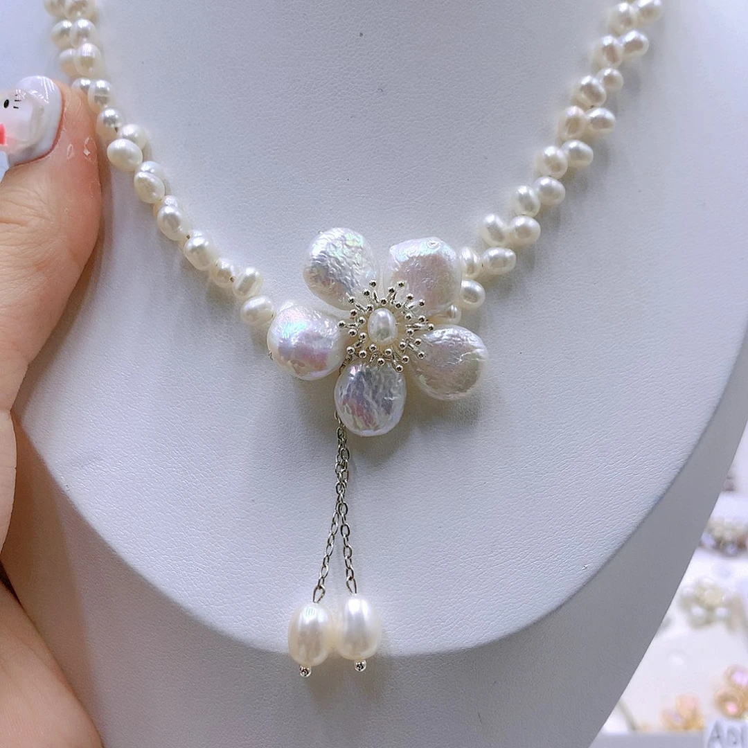 银S925镶嵌耳饰淡水珍珠