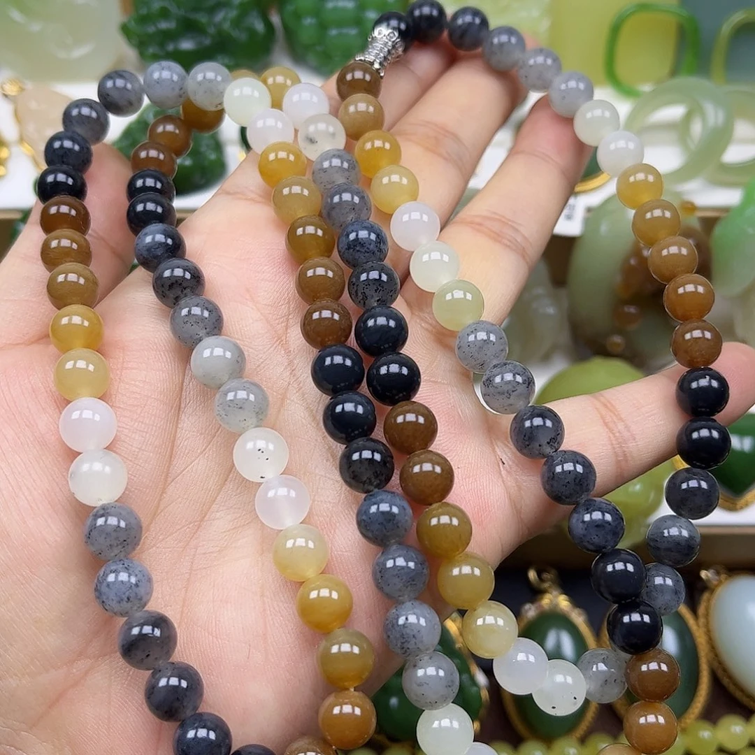 和田玉未镶嵌项链108颗卡8