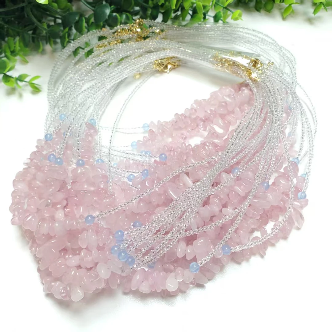 P65【赵小姐】时尚百搭粉水晶项链