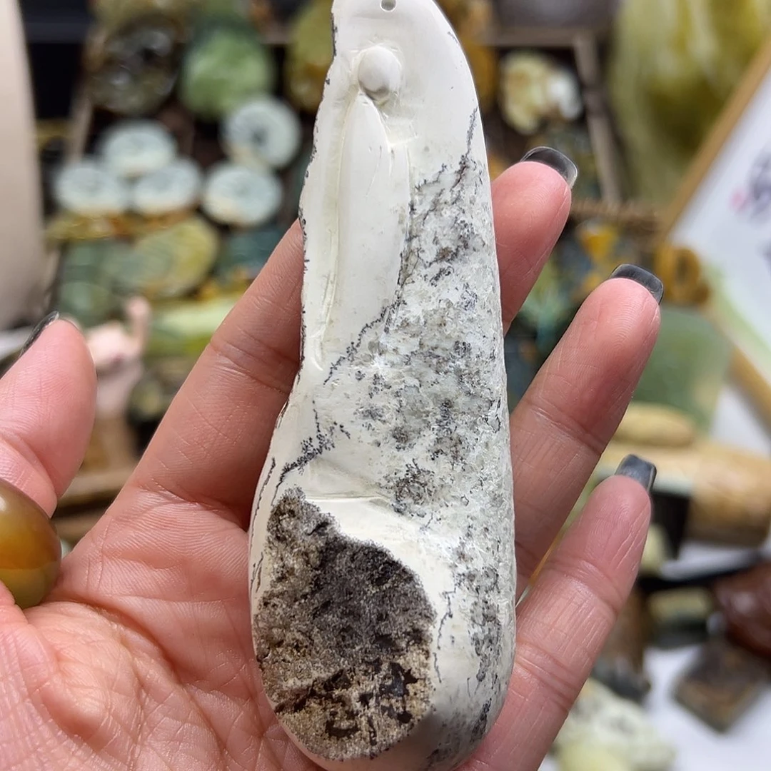 英***事岫岩河磨玉（透闪石质玉）未镶嵌颈饰河磨玉细浆悟道手玩
