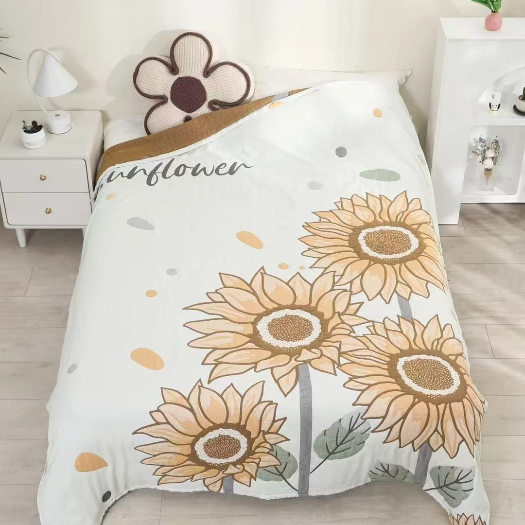 【向日葵泡芙被】 150cm x 200cm 多功能轻奢超柔轻奢纱布泡芙被