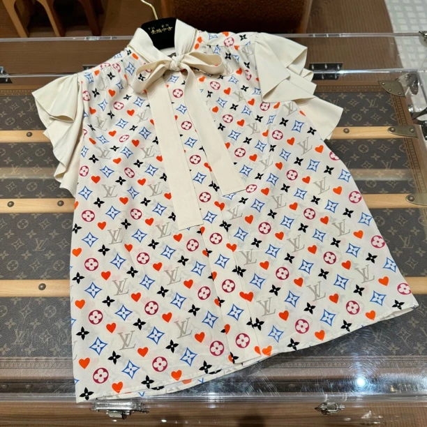 99新 LouisVuitton/路易威登 壹臻/满印荷叶边短袖 34 69732615