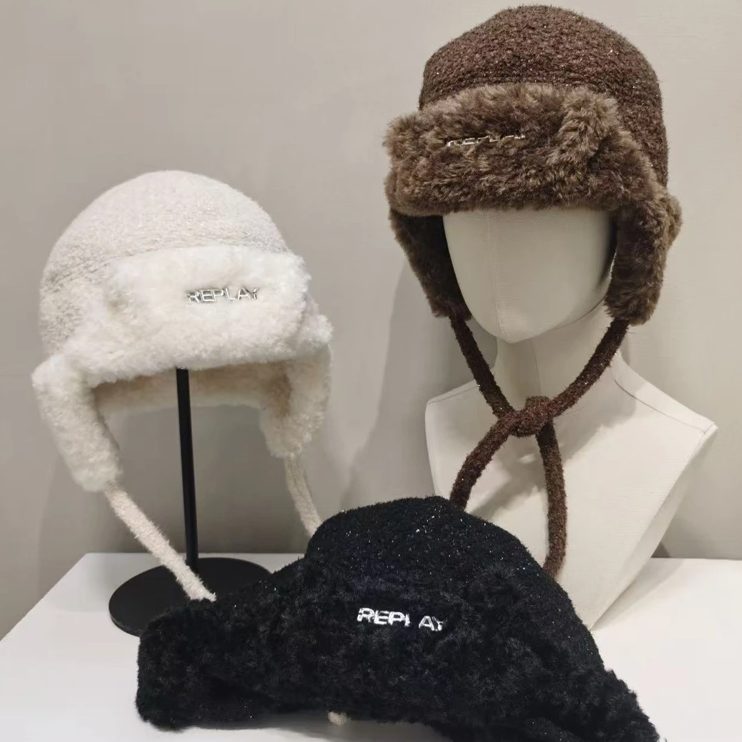 帽之都毛绒羊羔保暖护耳帽B376