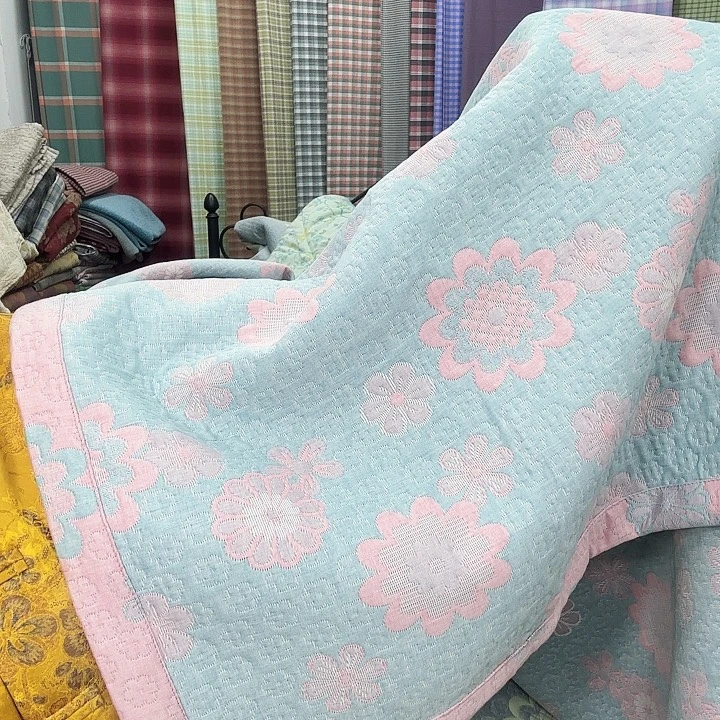 棉2.5米×2.4米床盖粉色太阳花