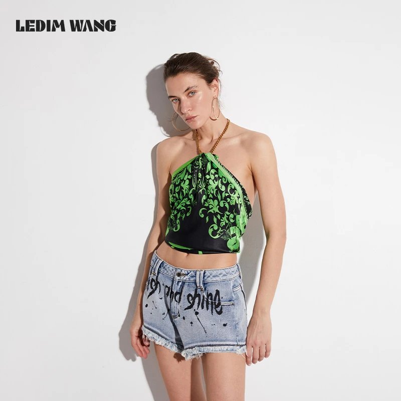 LEDIM WANG【白标系列】桑蚕丝印花丝巾抹胸女新款真丝系脖方巾