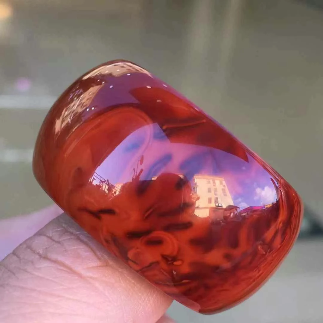 孤品原矿天然四川凉山瓦西牛血虎皮火焰纹扳指上指霸气