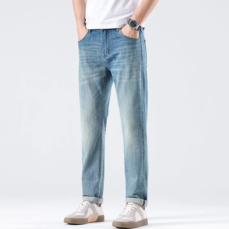 2025年高端赤耳丹宁百搭经典男士休闲小直筒裤子男士夏季裤子薄款