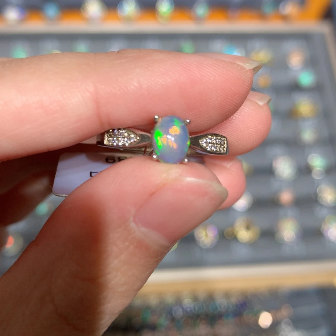 银S925镶嵌欧泊欧泊戒指y