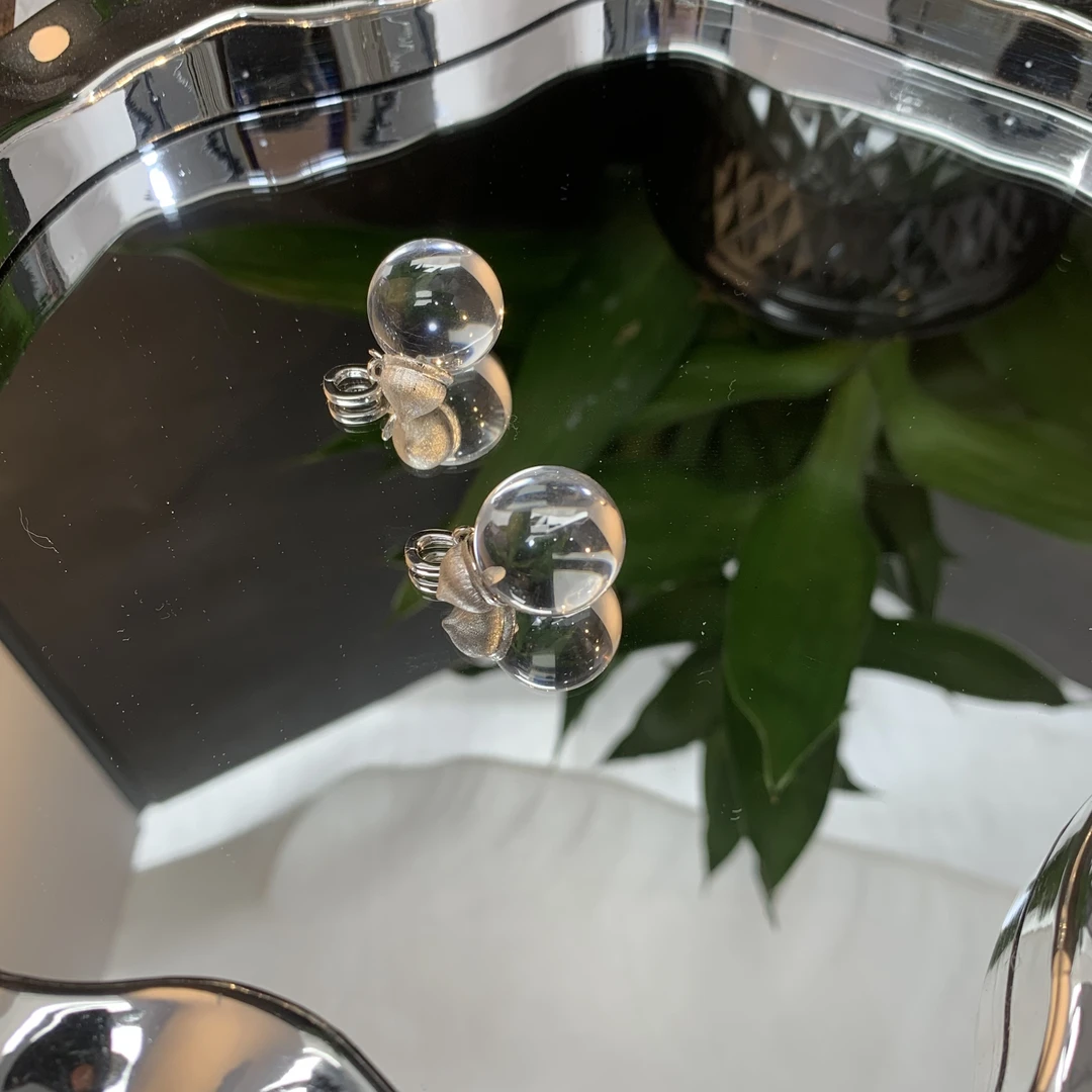 天然葫芦镶嵌s925银双A白水晶单珠吊坠 （15+）多样性发其一 F281