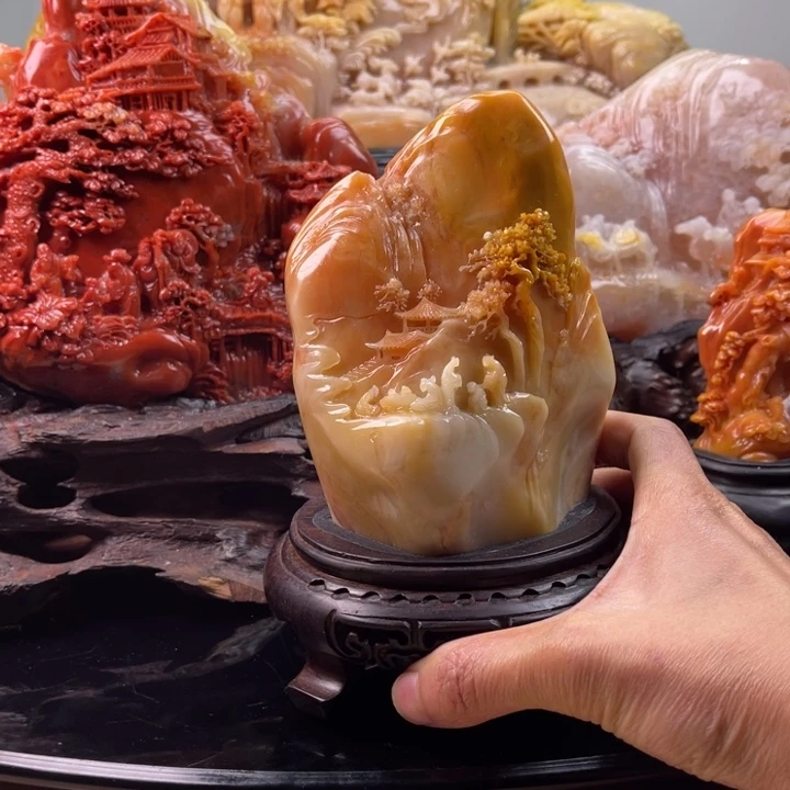 田黄石香山雅聚摆件