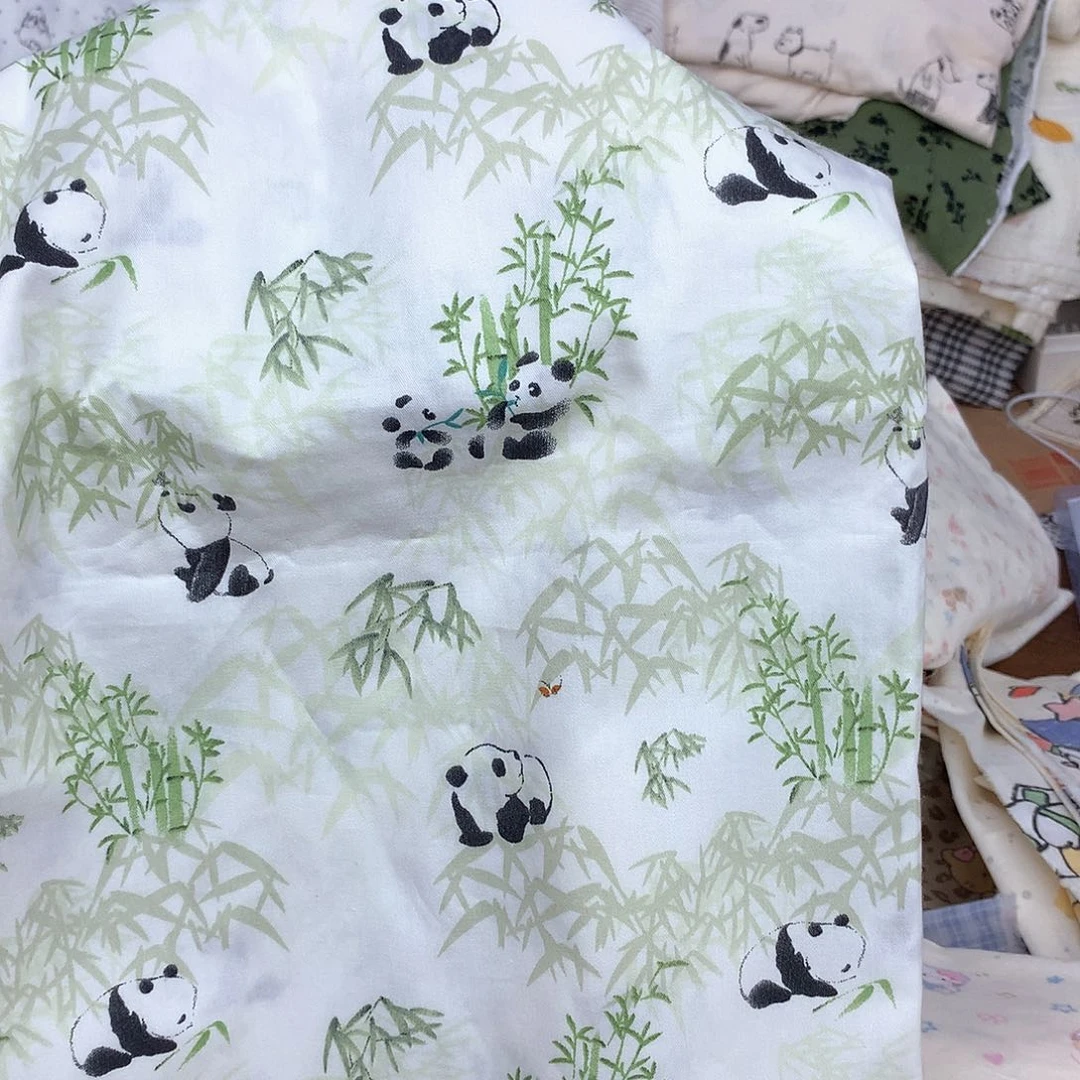 竹子熊猫全棉1.6米宽斜纹