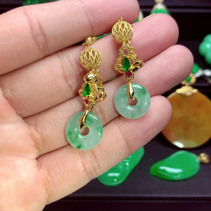 翡翠未镶嵌耳饰耳饰