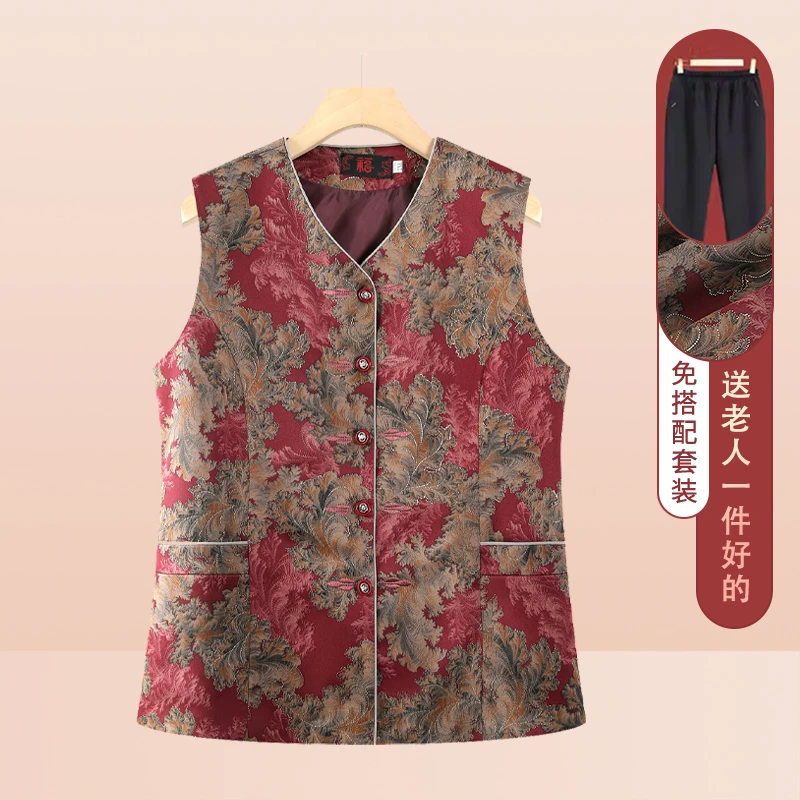 奶奶秋装马甲薄款中老年女妈妈马夹外穿春秋老人坎肩太太背心新款