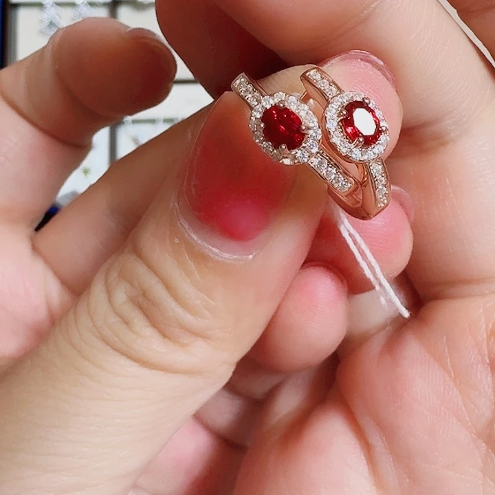 蓝宝石耳饰银S925镶嵌