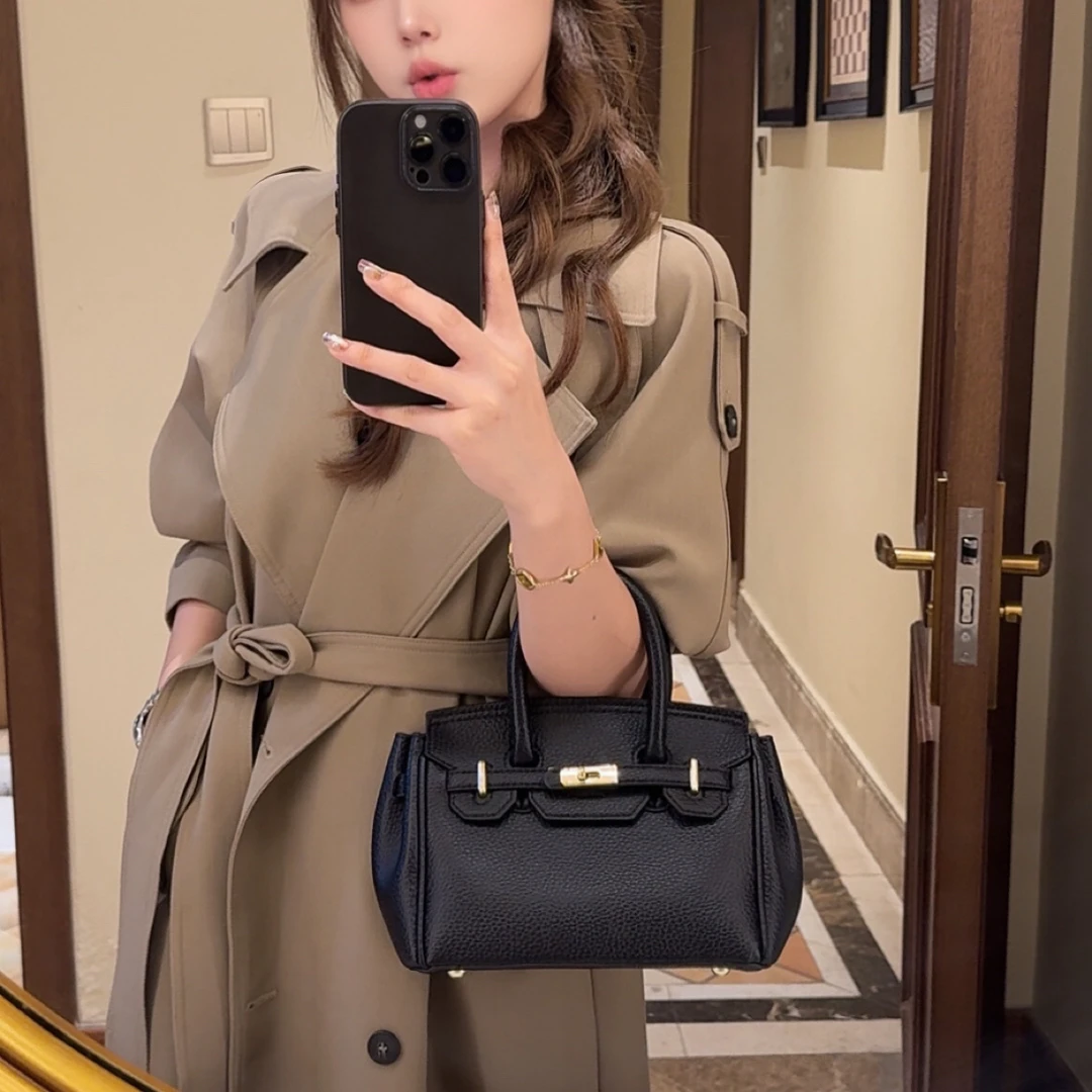 【美美子&Mia】铂金中号款秋冬手提轻熟风凯莉包单肩高奢女包