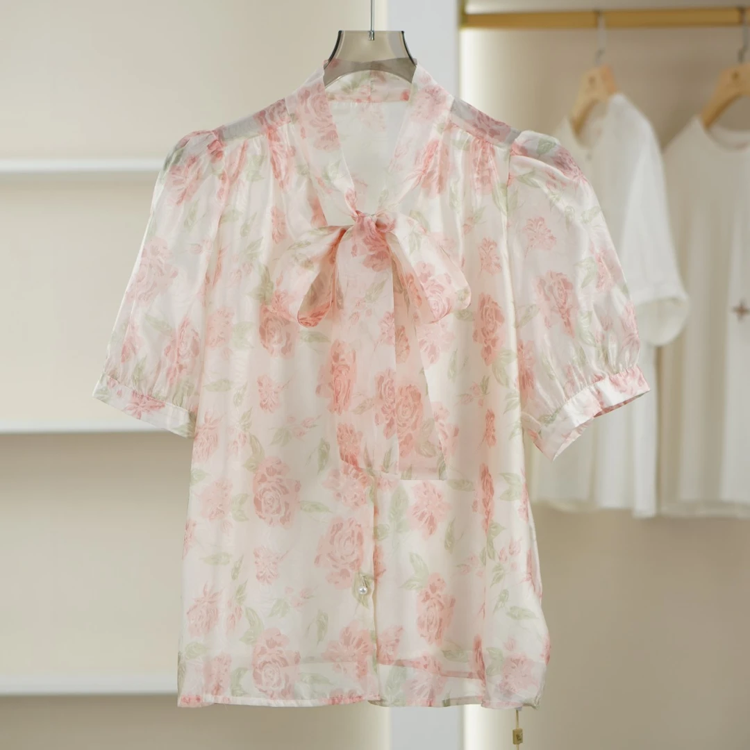 麦迪尚品【喜】5033018 夏季系带印花上衣小衫品牌撤柜女装 C1组