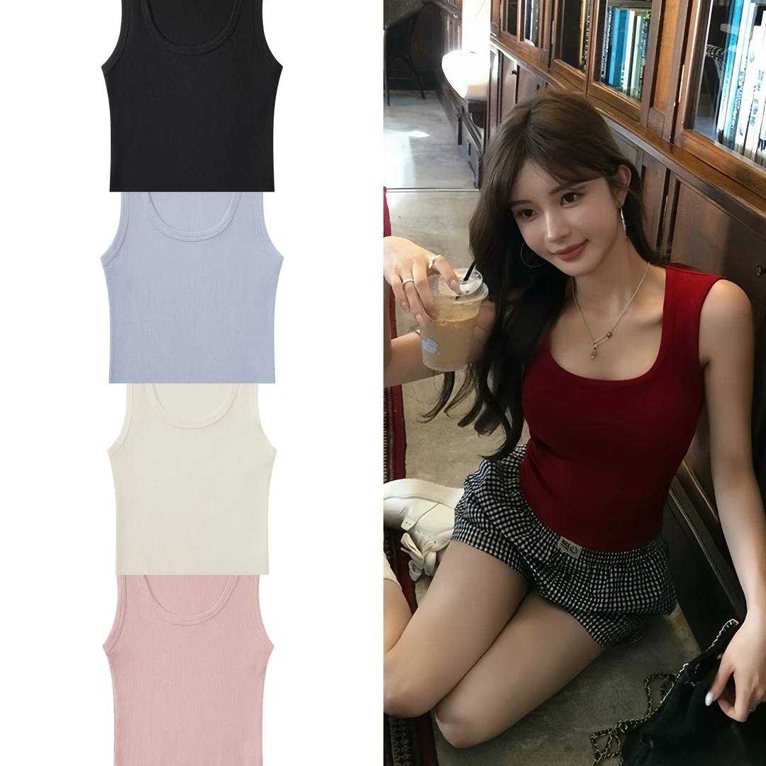 MICRO MORE U领冰丝宽肩背心