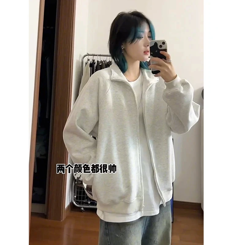 结构设计感纯色立领外套男2025秋季新款美式百搭休闲质感超好卫衣