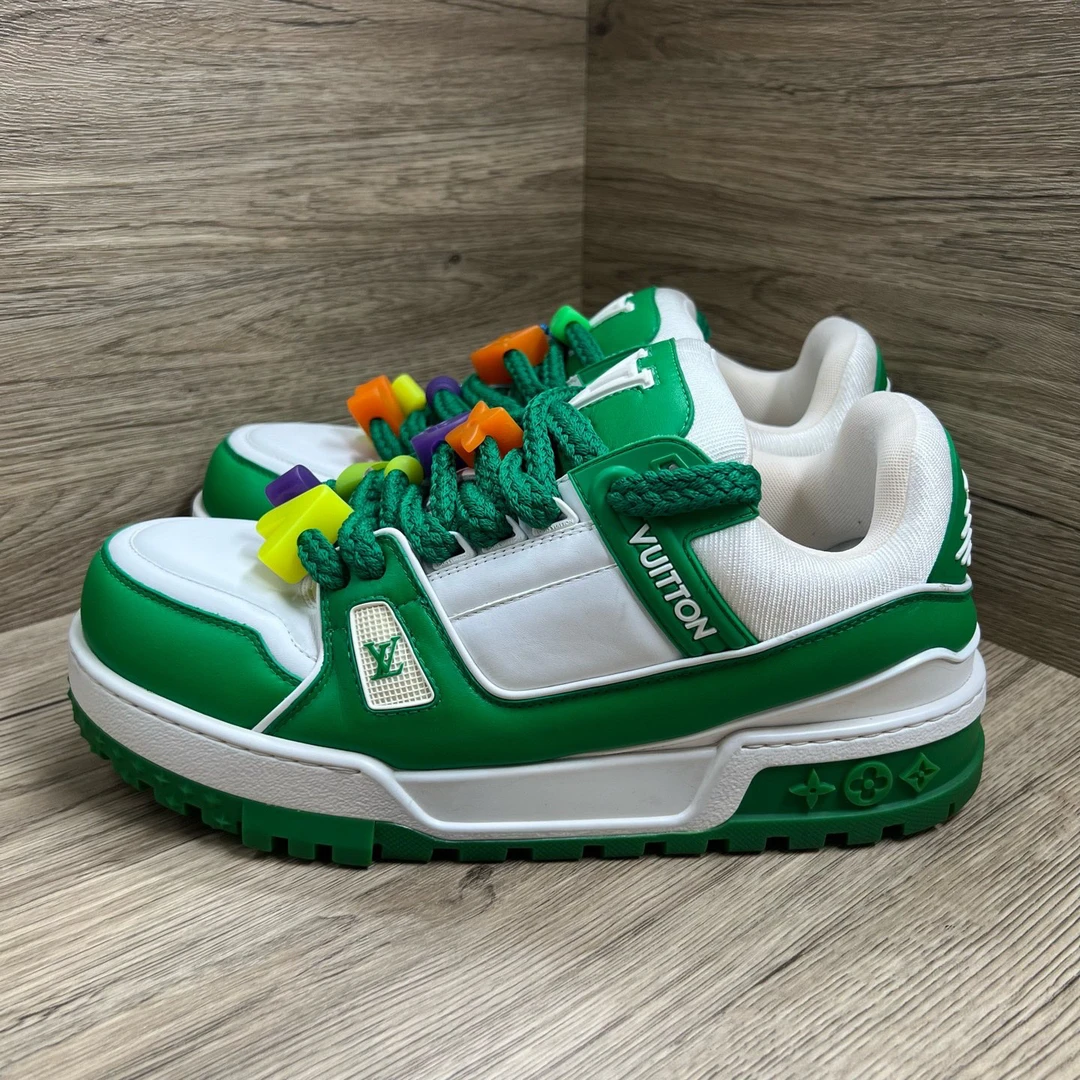 99新 LouisVuitton/路易威登 Trainer 白绿小胖丁 43.5码