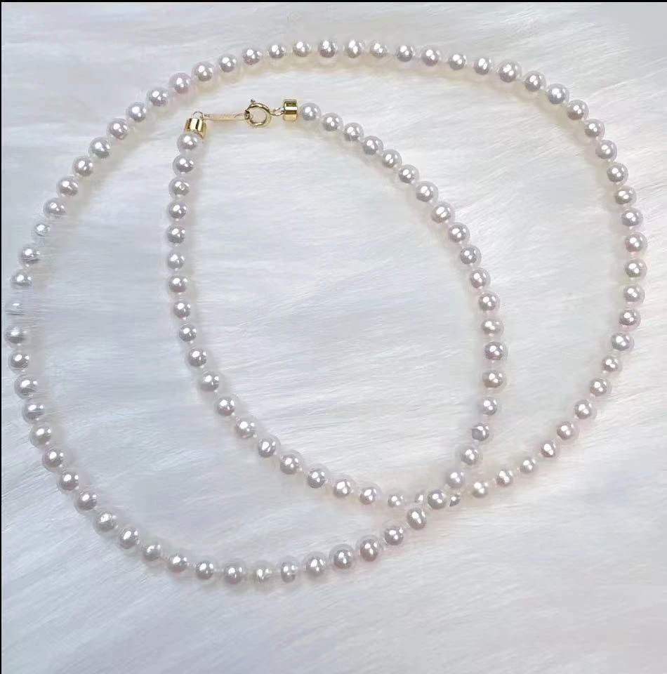 【皓白珠宝】极光小米珍珠项链   3-5MM  淡水珍珠 /18k金