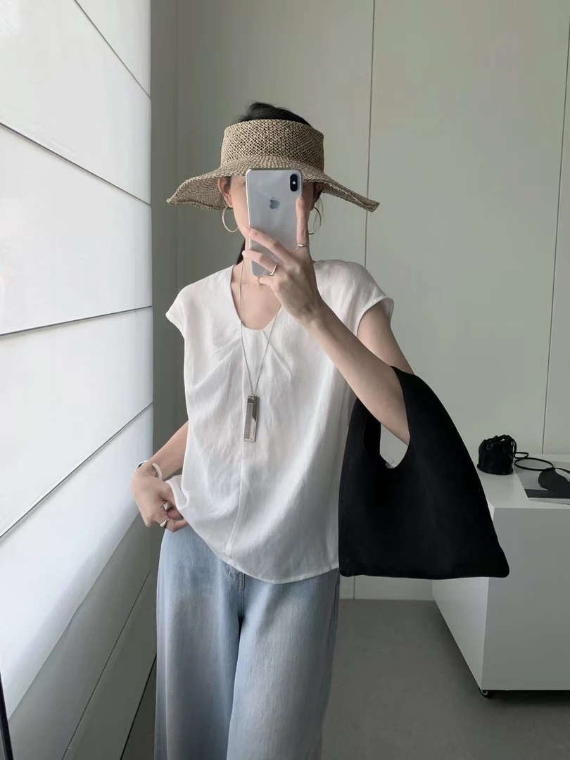 亚麻天丝韩系简约小衫