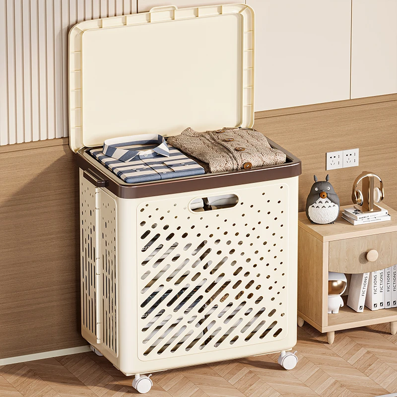 高品质翻盖家用收纳筐脏衣篮收纳篮零食玩具收纳镂空储物衣物收纳