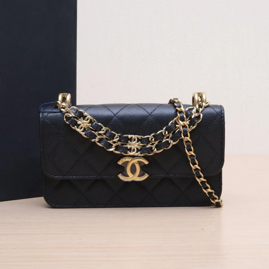 99新 Chanel/香奈儿 JF【小花念念】22K 手柄手机包 WOC 镭射标