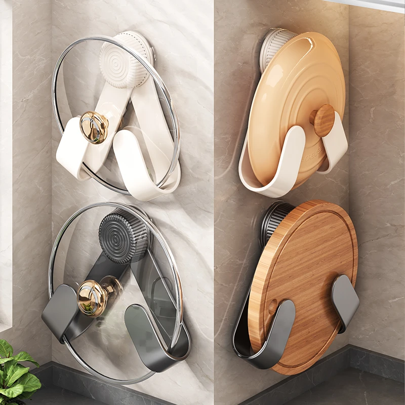 厨房吸盘置物架锅盖架壁挂免打孔家用多功能收纳菜板放置器砧板架