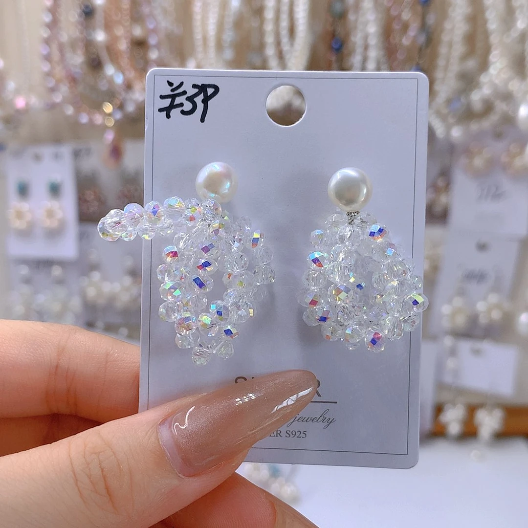 银S925镶嵌淡水珍珠耳饰