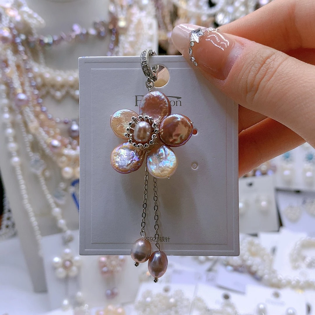 银S925镶嵌耳饰淡水珍珠