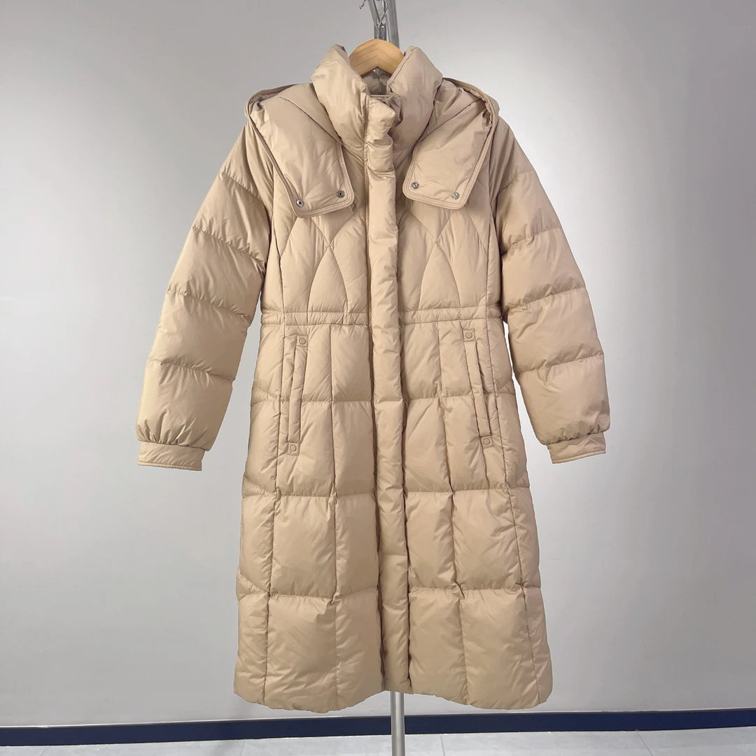 连帽羽绒服女中长款2025加厚保暖时尚外套【3973】