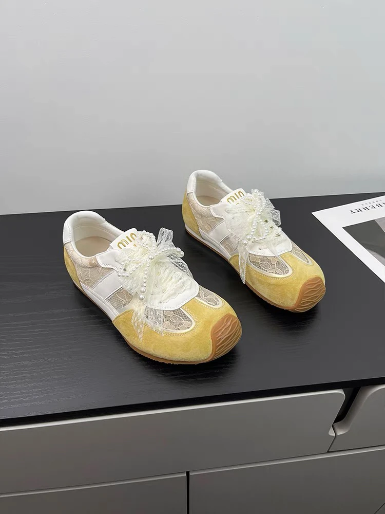 德训鞋女2025新款夏季蕾丝网纱透气薄款休闲小白鞋8232